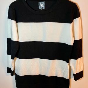 Ampersand & Ave black and off white block stripe sweater XL
